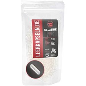 1000 stuks lege capsules | maat 00 | rundgelatine capsules caps | verbonden capsulehelften - hele lege capsules met grote inhoud | transparant halal kosher supplementen (1000)