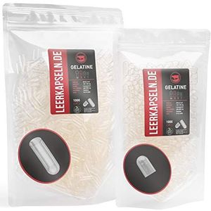 1000 stuks afzonderlijke capsulehelften | maat 00 | RIND GELATINE capsules capsules capsules | lege capsules met maat inhoud | transparant | geen voorafgaande opening nodig | halal kosher
