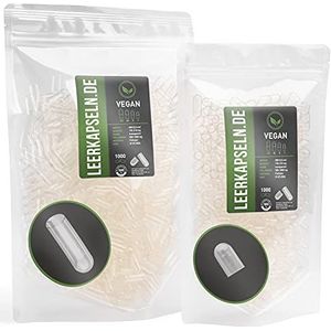 1000 stuks gescheiden capsulehelften, maat 000, PULLULAN-capsules, lege capsules met grote inhoud, transparant, veganistisch, vegetarisch, geen voorafgaand openen nodig (1000)