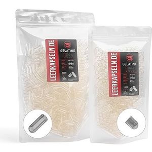 1000 stuks - grootte 000 - Gelatine capsules - gescheiden helften - transparante lege capsules van rundvlees - geen voorafgaand openen nodig (1000)