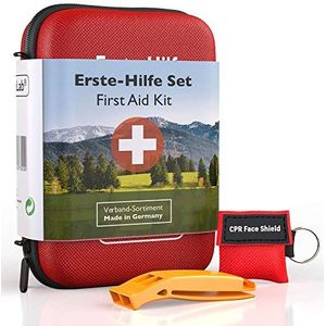 GoLab EHBO-set outdoor, survivalkit Eerste hulp-doos voor sport en reizen met nood-beademingsmasker en signaalfluitje voor optimale eerste hulp, tas, uit Duitsland, volgens DIN 13167.