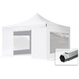 4x4 M Easy Up Partytent Vouwpaviljoen PVC Brandvertragend met Zijwanden (2 Panorama