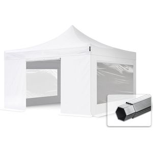 4x4 M Easy Up Partytent Vouwpaviljoen PVC Brandvertragend met Zijwanden (2 Panorama