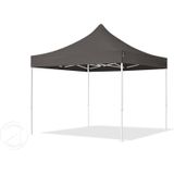 3x3m Easy Up Partytent Vouwtent - 4 Zijwanden (met Kerkvensters) Paviljoen Stalen Frame Grijs