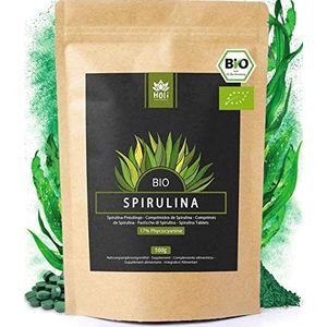 Holi Natural® BIO Spirulina tabletten | 500 mg per persling | 1000 tabletten | laboratoriumgeteste premium kwaliteit met 17% phycocyaninegehalte | hoge dosering, zonder toevoegingen en veganistisch