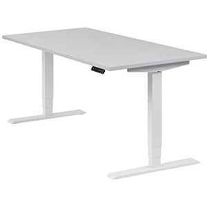 boho office® Homedesk - traploos elektrisch in hoogte verstelbaar, wit bureau met geheugenfunctie, incl. tafelblad in 160 x 80 cm in lichtgrijs