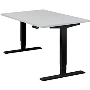 boho office® Homedesk - traploos elektrisch in hoogte verstelbaar, zwart bureau met geheugenfunctie, incl. tafelblad in 120 x 80 cm in lichtgrijs