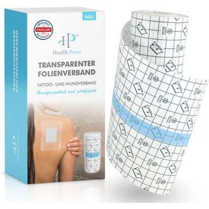 Health Press Wundpflaster Transparenter Folienverband - Tattoo Pflaster Wasserfest 15cm x 10m, Dermatologisch getestet