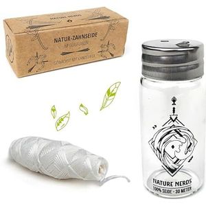 Nature Nerds - plasticvrij natuurlijk flosdraad in glazen fles gewaxt met Candelilla - 30 m