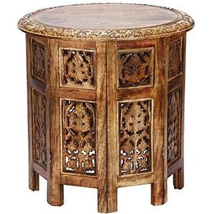 Marokkaanse tafel bijzettafel van hout askar ø 45 cm groot rond | Oosterse ronde kruk bloemenkruk oosters klein | Oosterse ronde kleine bijzettafels inklapbaar