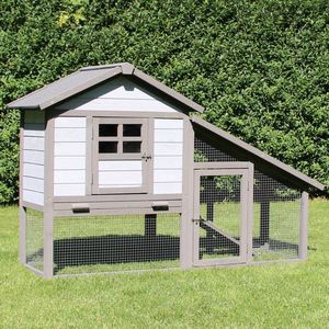 Konijnenhok voor Buiten - Cavia Kooi - Caviakooi - Knaagdieren Kooi - Hamsterkooi - 151 cm - Grijs
