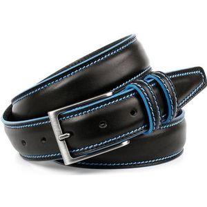 Anthoni Crown Ledergürtel, mit Kontrast Stitching in blau