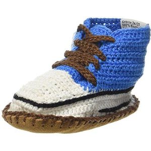 Baobab schoenen, handgehaakte baby bio sneaker met anti-slip suède zool, 21-24 maanden (blauw4)