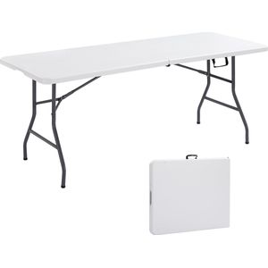 AREBOS Klaptafel - Inklapbare Tafel - Campingtafel - Vouwtafel - Weerbestendig - Wit