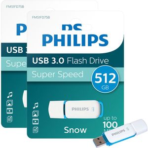Philips FM51FD75B USB Stick Snow Edition - 512GB - USB A 3.0 - LED - Ocean Blue - 2-Pack