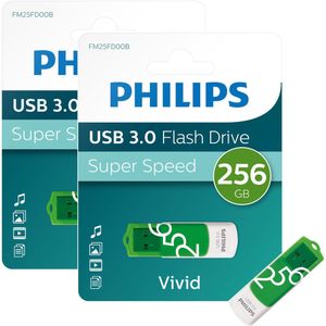 Philips FM25FD00B USB Stick - 256GB - USB A 3.0 (USB 3.2 Gen 1) - LED - Draaidop - Vivid Edition Spring Green - 2-Pack