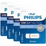 Philips USB Stick 32GB - USB 2.0 - Snow Edition - 4-Pack - Wit