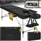 tectake® - 2-zones massagetafel behandeltafel - 4cm matras - aluminium - zwart - 402786