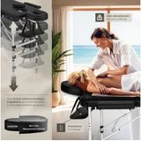 tectake® - 2-zones massagetafel behandeltafel - 4cm matras - aluminium - zwart - 402786