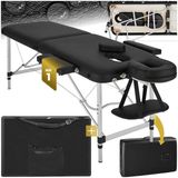 tectake® - 2-zones massagetafel behandeltafel - 4cm matras - aluminium - zwart - 402786