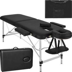 tectake® - 2-zones massagetafel behandeltafel - 4cm matras - aluminium - zwart - 402786