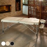 tectake® - 2 zones massagetafel behandeltafel - 4 cm matras - aluminium - beige - 402787