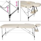 tectake® - 2 zones massagetafel behandeltafel - 4 cm matras - aluminium - beige - 402787