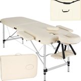 tectake® - 2 zones massagetafel behandeltafel - 4 cm matras - aluminium - beige - 402787