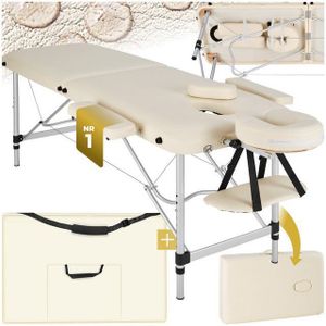 tectake® Aluminium Massagetafel - Beige - Opvouwbaar - Hoogte Verstelbaar - 2 Zones