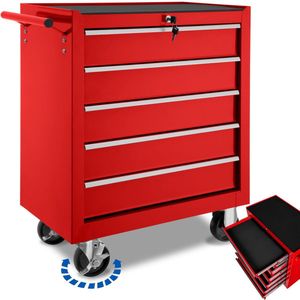 tectake® - Gereedschapswagen met 5 lades - rood - 402796