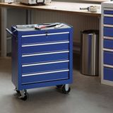 tectake® - Gereedschapswagen met 5 lades - blauw - 402798