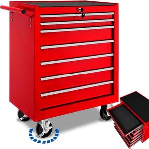 Gereedschapswagen met 7 lades - rood
