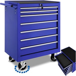 tectake® - Gereedschapswagen met 7 lades - blauw - 402801