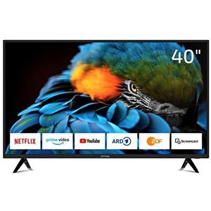 DYON Smart 40 XT TV 100 cm (40 inch) (Full HD Smart TV, Triple Tuner (DVB-C/-S2/-T2), Prime Video, Netflix, YouTube & HbbTV, WLAN, Hotel Mode), zwart