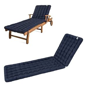 HAVE A SEAT Luxury - ligkussen, ligbed, tuinligbed (marineblauw) 200 x 60 cm, 8 cm dik, wasbaar op 95 °C, geschikt voor de droger, comfortabele bekleding voor ligstoel, ligstoel, relaxstoel