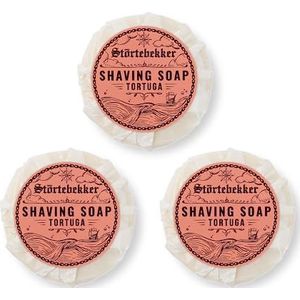 Störtebekker® Tortuga Scheerzeep, 70 g x 3, handgemaakte zeep voor zuinig scheerschuim, perfect voor het scheren met scheermes en scheermes, veganistische scheerzeep voor dames en heren