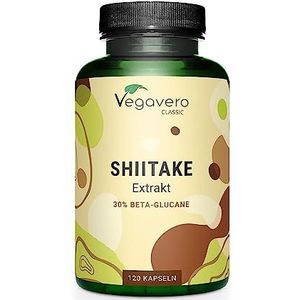 Vegavero SHIITAKE capsules | Met 750 mg shiitake-extract per capsule | 1500 mg dagelijkse dosis | 40% polysachariden en 30% bèta-glucaan | 100% NATUURLIJK & VEGAN | Zonder toevoegingen | 120 capsules