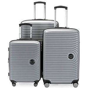 HAUPSTSTADTKOFFER Mitte - set van 3 koffers - handbagage koffer 55 cm, middelgrote koffer 68 cm + grote reiskoffer 77 cm, harde schaal ABS, TSA, Mat zilver