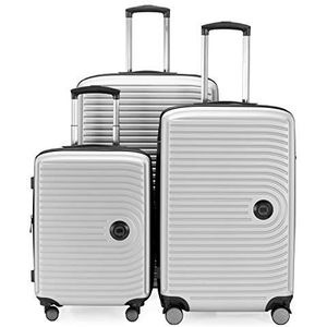 HAUPSTSTADTKOFFER Mitte - set van 3 koffers - handbagage koffer 55 cm, middelgrote koffer 68 cm + grote reiskoffer 77 cm, harde schaal ABS, TSA, Wit mat