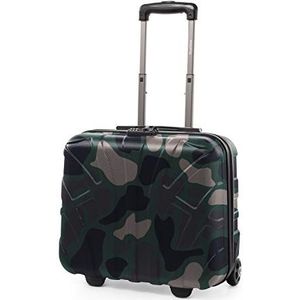 Suitline - Pilotenkoffer handbagage harde koffer 2 rollen business trolley, TSA, ABS mat camouflage