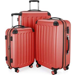 HAUPTSTADTKOFFER - SPREE - 3-delige kofferset - handbagage 55 cm, middelgrote koffer 65 cm, grote reiskoffer 75 cm, TSA, 4 wielen, koraalrood