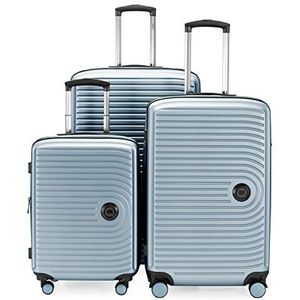 HAUPSTSTADTKOFFER Mitte - set van 3 koffers - handbagage koffer 55 cm, middelgrote koffer 68 cm + grote reiskoffer 77 cm, harde schaal ABS, TSA, Zwembad blauw