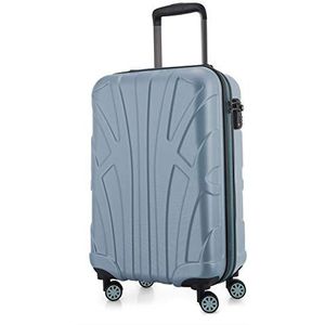 SUITLINE - Koffer met wielen, harde schaal met volumeverlenging, TSA-vergrendeling, ABS, mat, 4 rubberen dubbele wielen, Zwembad Blauw, 55 cm