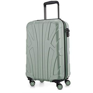SUITLINE - Koffer met wielen, harde schaal met volumeverlenging, TSA-vergrendeling, ABS, mat, 4 rubberen dubbele wielen, Munt, 55 cm