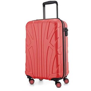 SUITLINE - Koffer met wielen, harde schaal met volumeverlenging, TSA-vergrendeling, ABS, mat, 4 rubberen dubbele wielen, Koraal, 55 cm