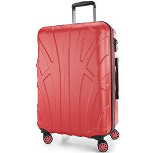 SUITLINE - Koffer met wielen, harde schaal met volumeverlenging, TSA-vergrendeling, ABS, mat, 4 rubberen dubbele wielen, Koraal, 66 cm