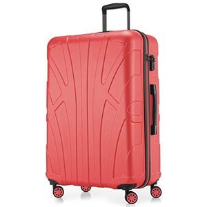 SUITLINE - Koffer met wielen, harde schaal met volumeverlenging, TSA-vergrendeling, ABS, mat, 4 rubberen dubbele wielen, Koraal, 76 cm