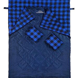 Dubbele slaapzak - zomerslaapzak voor 2 personen (210 x 150 cm), dekenslaapzak - XXL slaapzak met 2 hoofdkussens voor volwassenen - camping, outdoor en binnenland