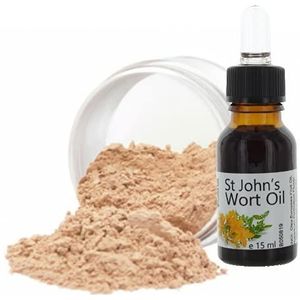 Mineral Make Up Foundation (9g) Premium St. Johns woord olie (15ml) - voor vette en gemengde huid, voor acne, dermatosen, neurodermitis. Antibacterieel, regenererend, kalmerend. Nuance Porselein