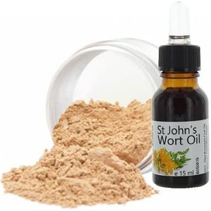 Veana Mineral Make Up Foundation 9g Premium St. Johns Woord Olie 15ml - voor vette en gemengde huid, voor acne, dermatosen, neurodermitis. Antibacterieel, regenererend, kalmerend, nuance suède